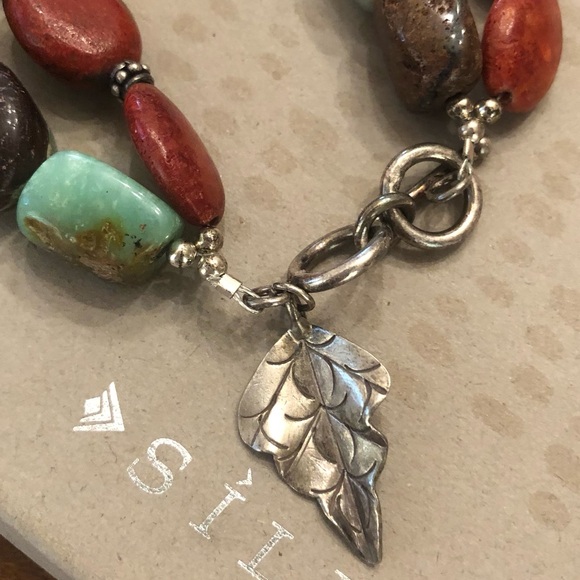 Silpada Hostess Only Sterling Silver Natural Stone Leaf Charm Bracelet B1023 - Picture 6 of 16